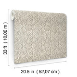 York Karachi Taupe Wooden Damask Wallpaper