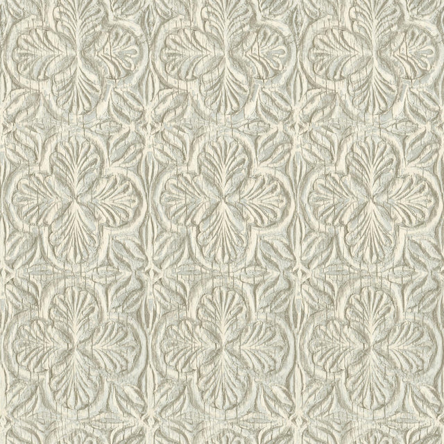 York Karachi Aqua Wooden Damask Wallpaper