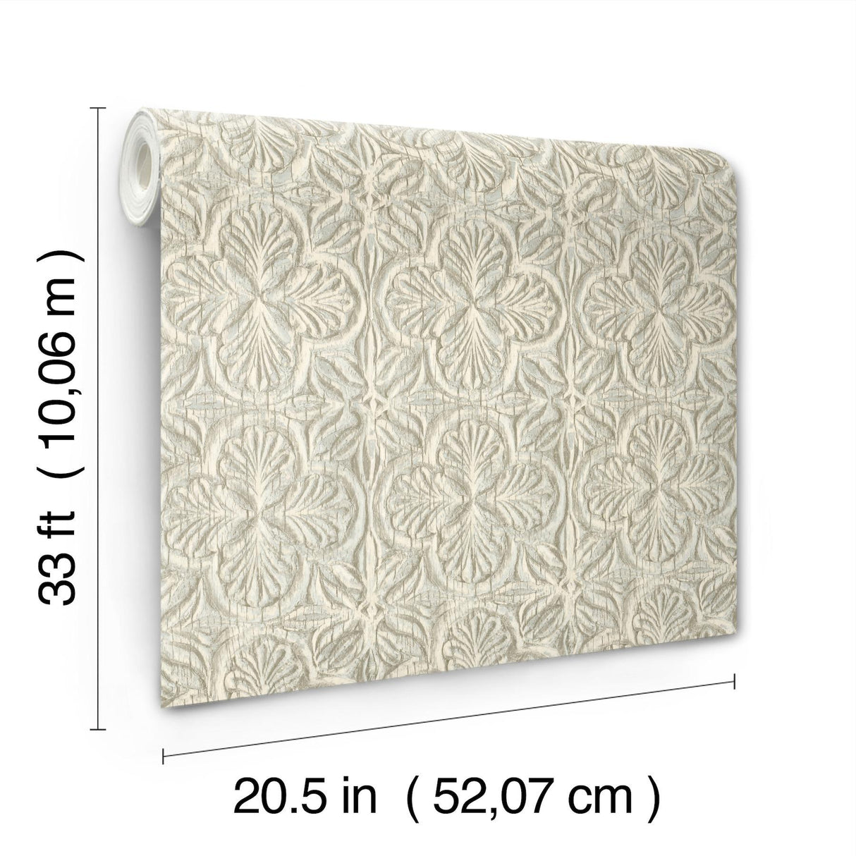 York Karachi Aqua Wooden Damask Wallpaper