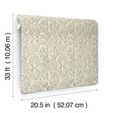 York Karachi Aqua Wooden Damask Wallpaper