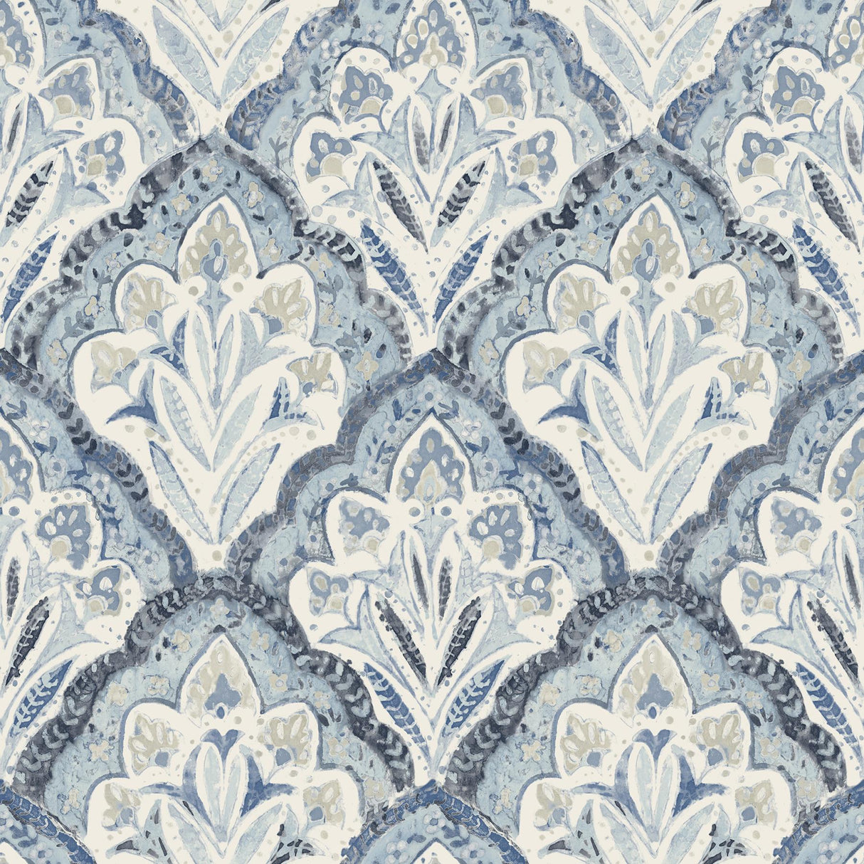 York Mimir Blue Quilted Damask Wallpaper