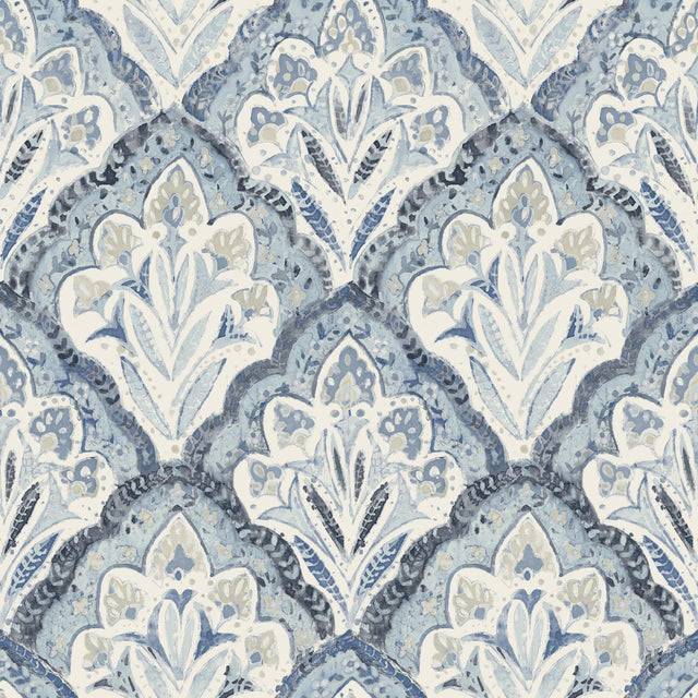 York Mimir Blue Quilted Damask Wallpaper