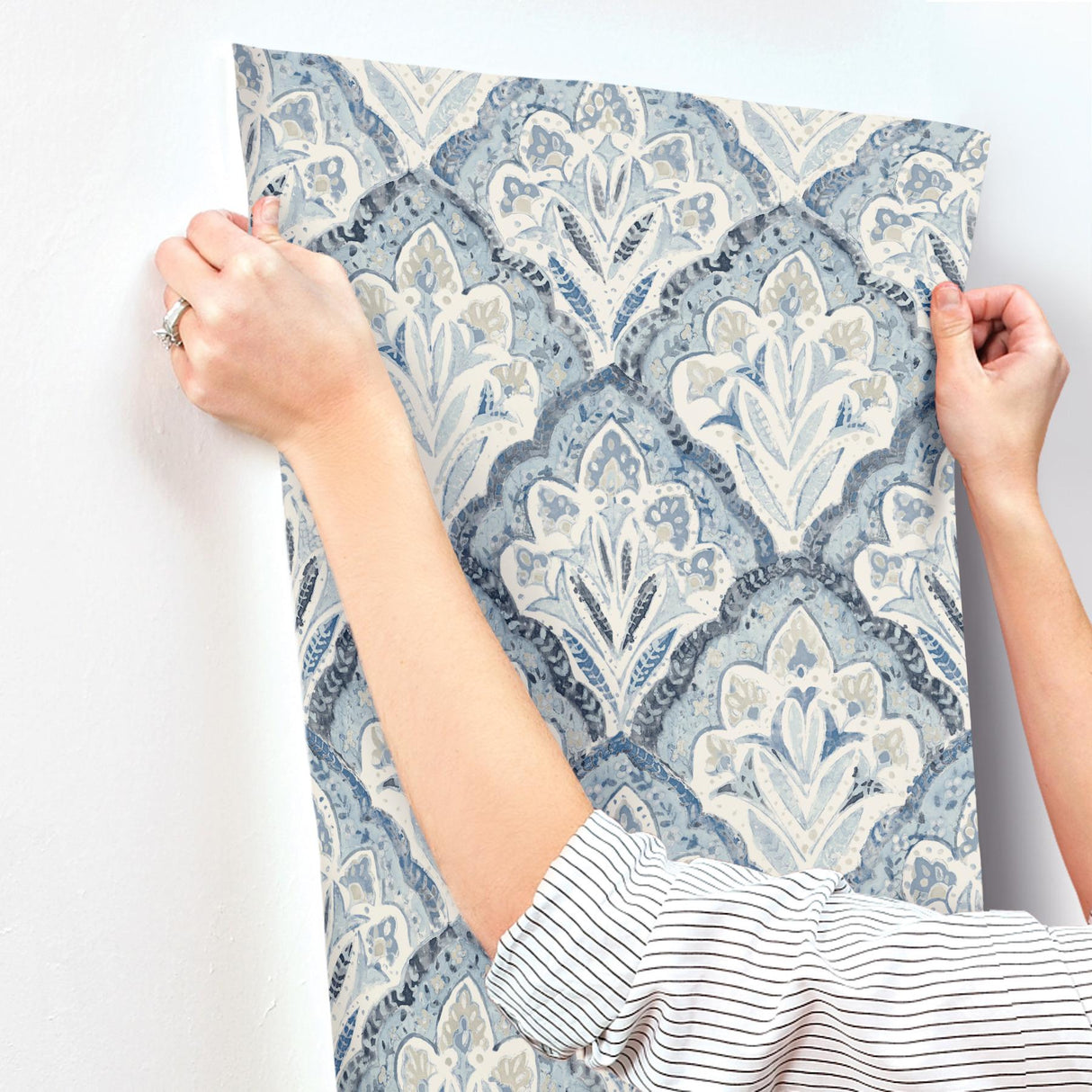 York Mimir Blue Quilted Damask Wallpaper