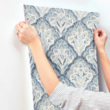 York Mimir Blue Quilted Damask Wallpaper