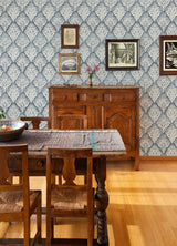 York Mimir Blue Quilted Damask Wallpaper