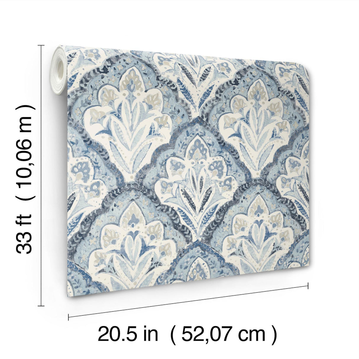 York Mimir Blue Quilted Damask Wallpaper