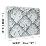 York Mimir Blue Quilted Damask Wallpaper