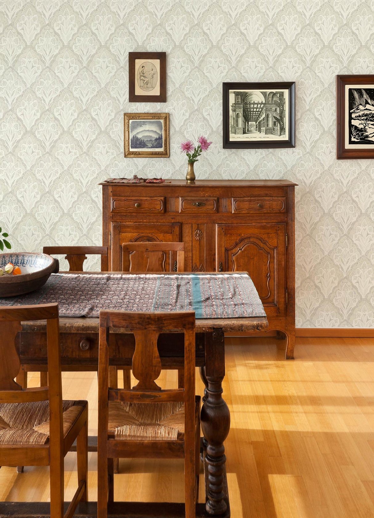York Mimir Dove Quilted Damask Wallpaper