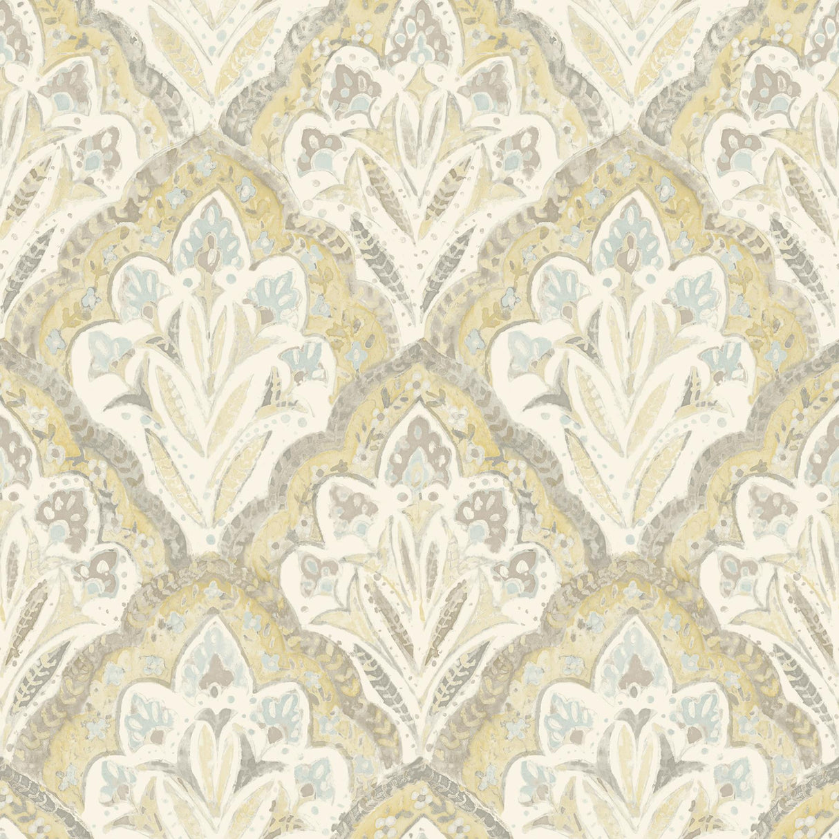 York Mimir Mustard Quilted Damask Wallpaper