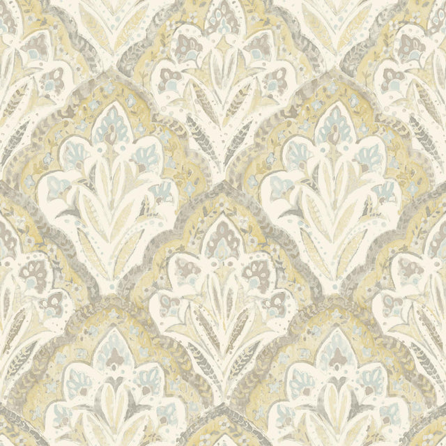 York Mimir Mustard Quilted Damask Wallpaper