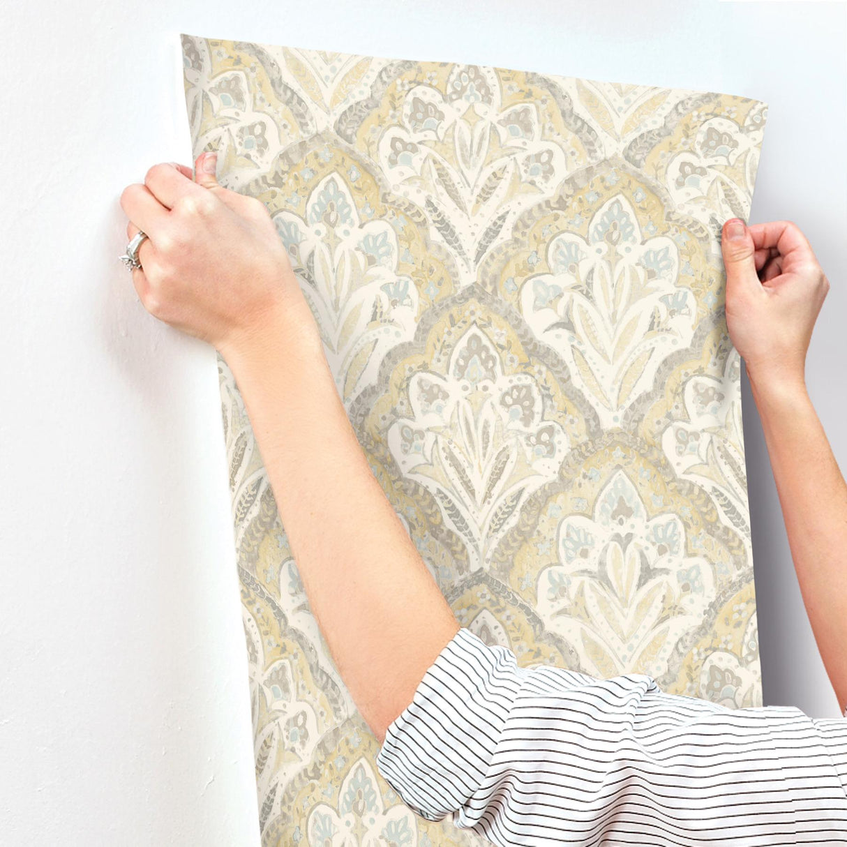 York Mimir Mustard Quilted Damask Wallpaper