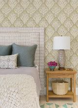 York Mimir Mustard Quilted Damask Wallpaper
