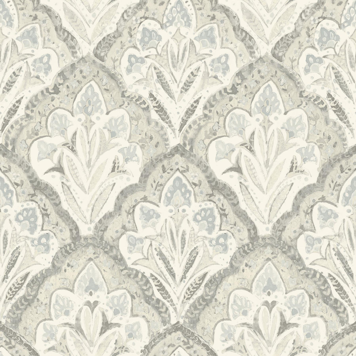 York Mimir Grey Quilted Damask Wallpaper