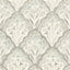 York Mimir Grey Quilted Damask Wallpaper