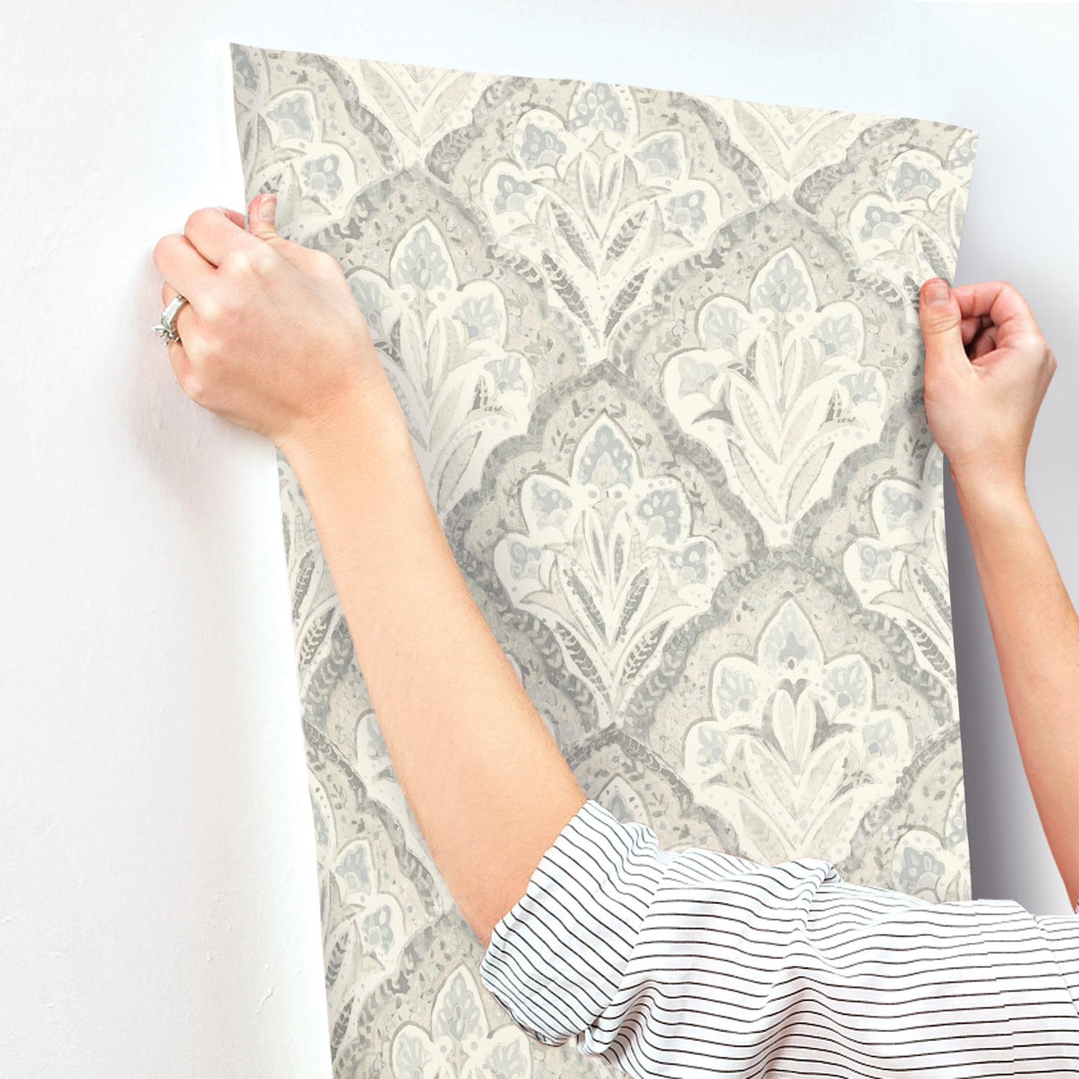 York Mimir Grey Quilted Damask Wallpaper