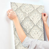 York Mimir Grey Quilted Damask Wallpaper