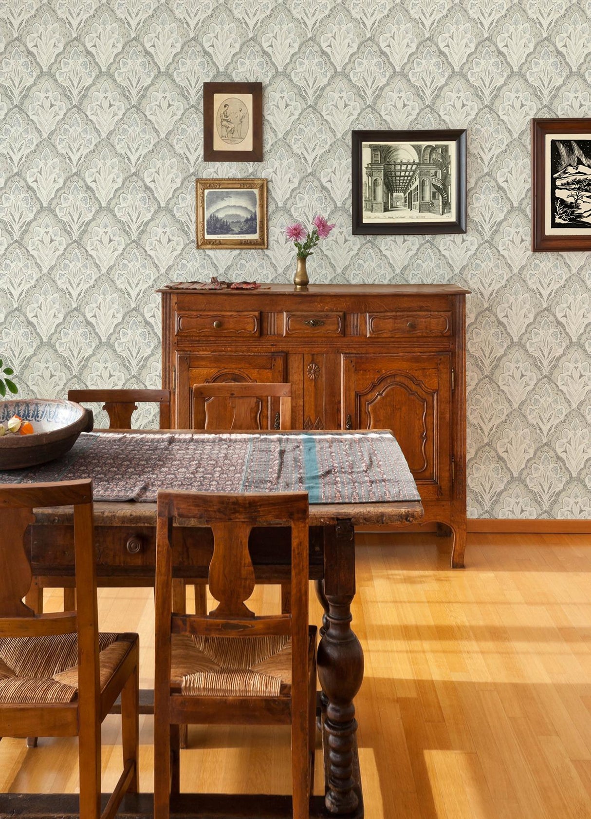 York Mimir Grey Quilted Damask Wallpaper