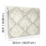 York Mimir Grey Quilted Damask Wallpaper