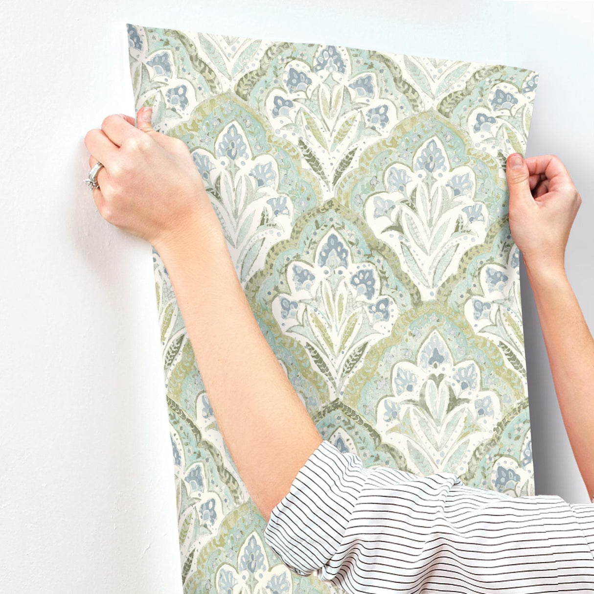 York Mimir Aquamarine Quilted Damask Wallpaper