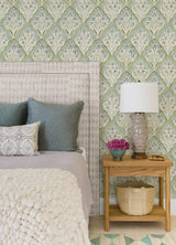 York Mimir Aquamarine Quilted Damask Wallpaper