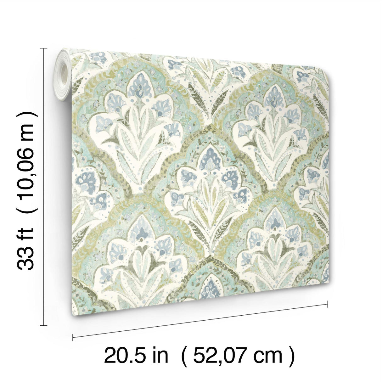 York Mimir Aquamarine Quilted Damask Wallpaper
