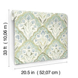 York Mimir Aquamarine Quilted Damask Wallpaper