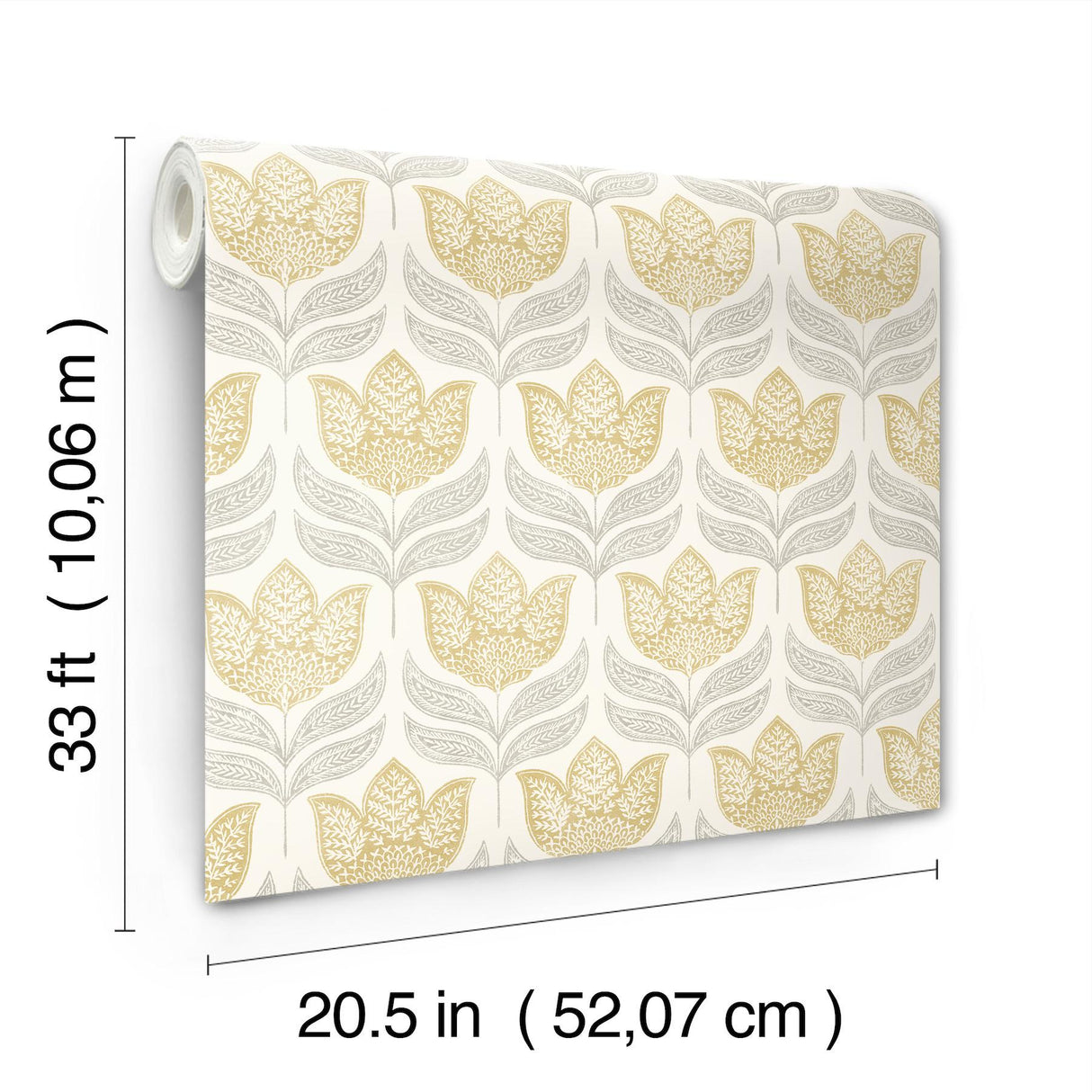 York Cathal Mustard Tulip Block Print Wallpaper
