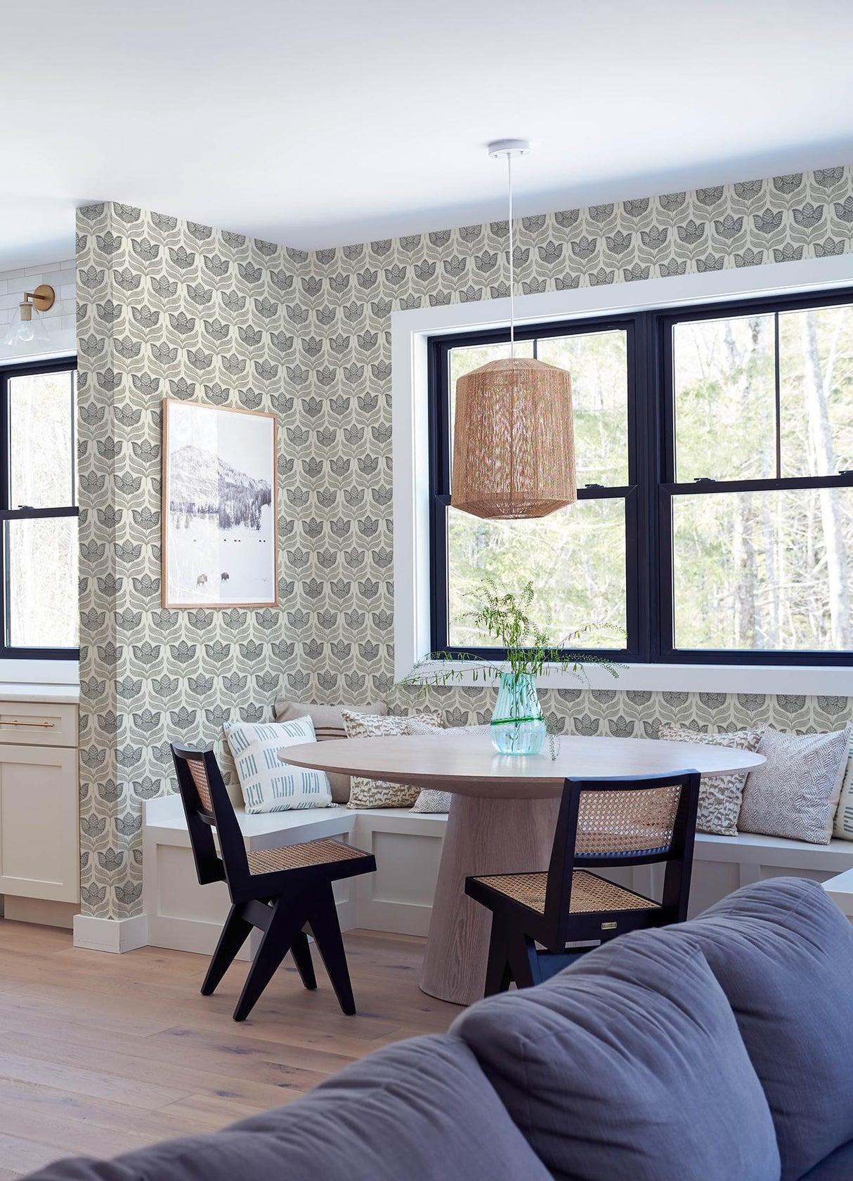 York Cathal Charcoal Tulip Block Print Wallpaper