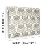 York Cathal Charcoal Tulip Block Print Wallpaper