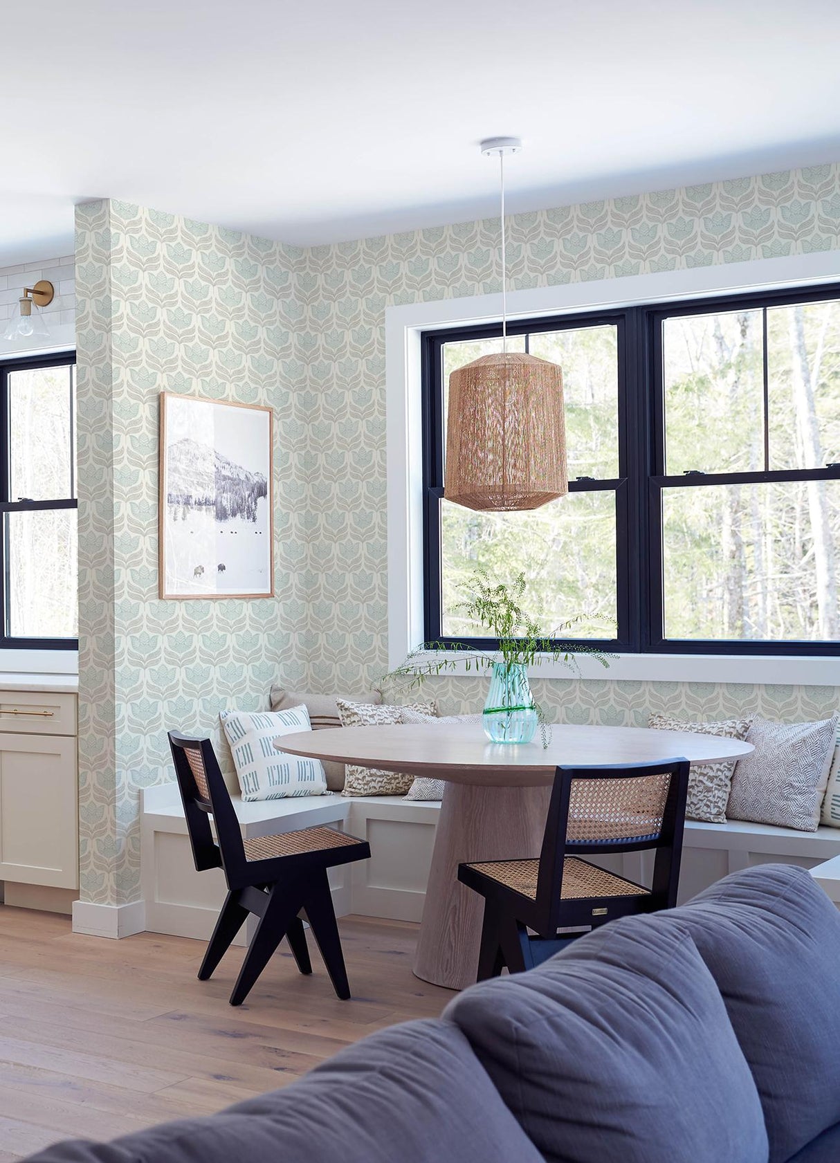 York Cathal Aqua Tulip Block Print Wallpaper