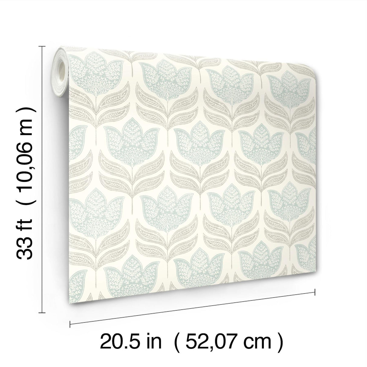 York Cathal Aqua Tulip Block Print Wallpaper