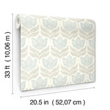 York Cathal Aqua Tulip Block Print Wallpaper