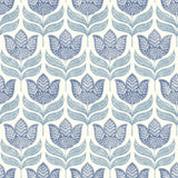 York Cathal Blue Tulip Block Print Wallpaper