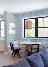 York Cathal Blue Tulip Block Print Wallpaper