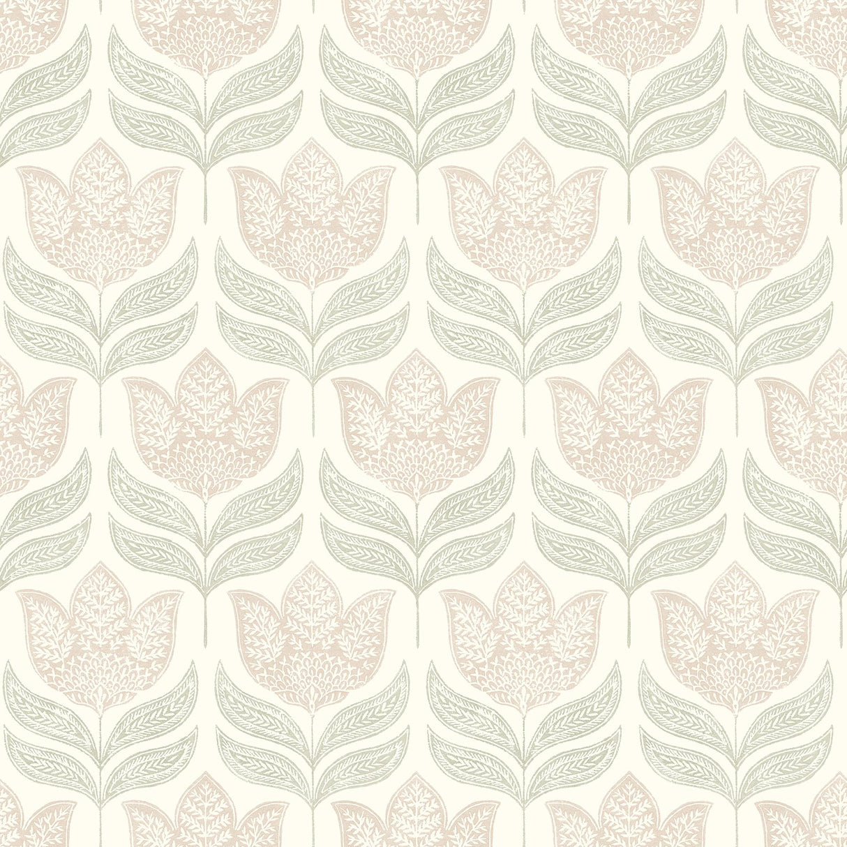 York Cathal Blush Tulip Block Print Wallpaper