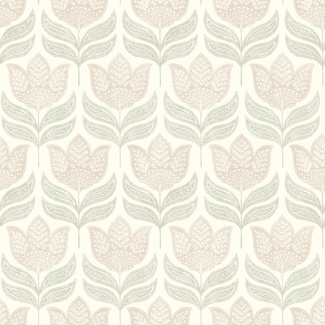 York Cathal Blush Tulip Block Print Wallpaper