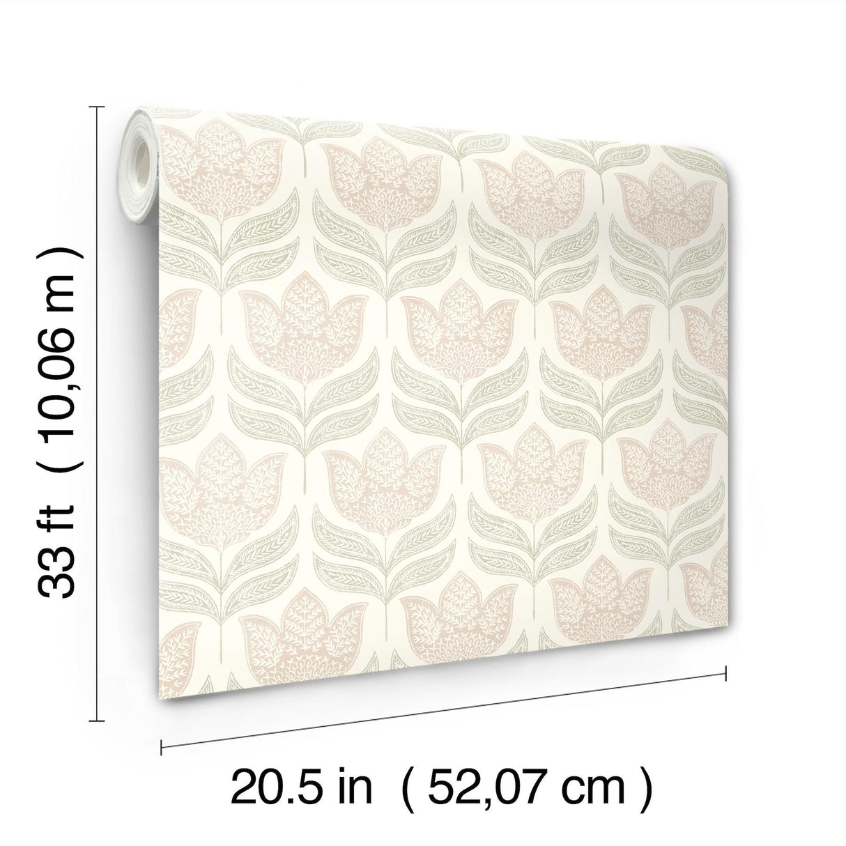 York Cathal Blush Tulip Block Print Wallpaper
