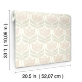 York Cathal Blush Tulip Block Print Wallpaper