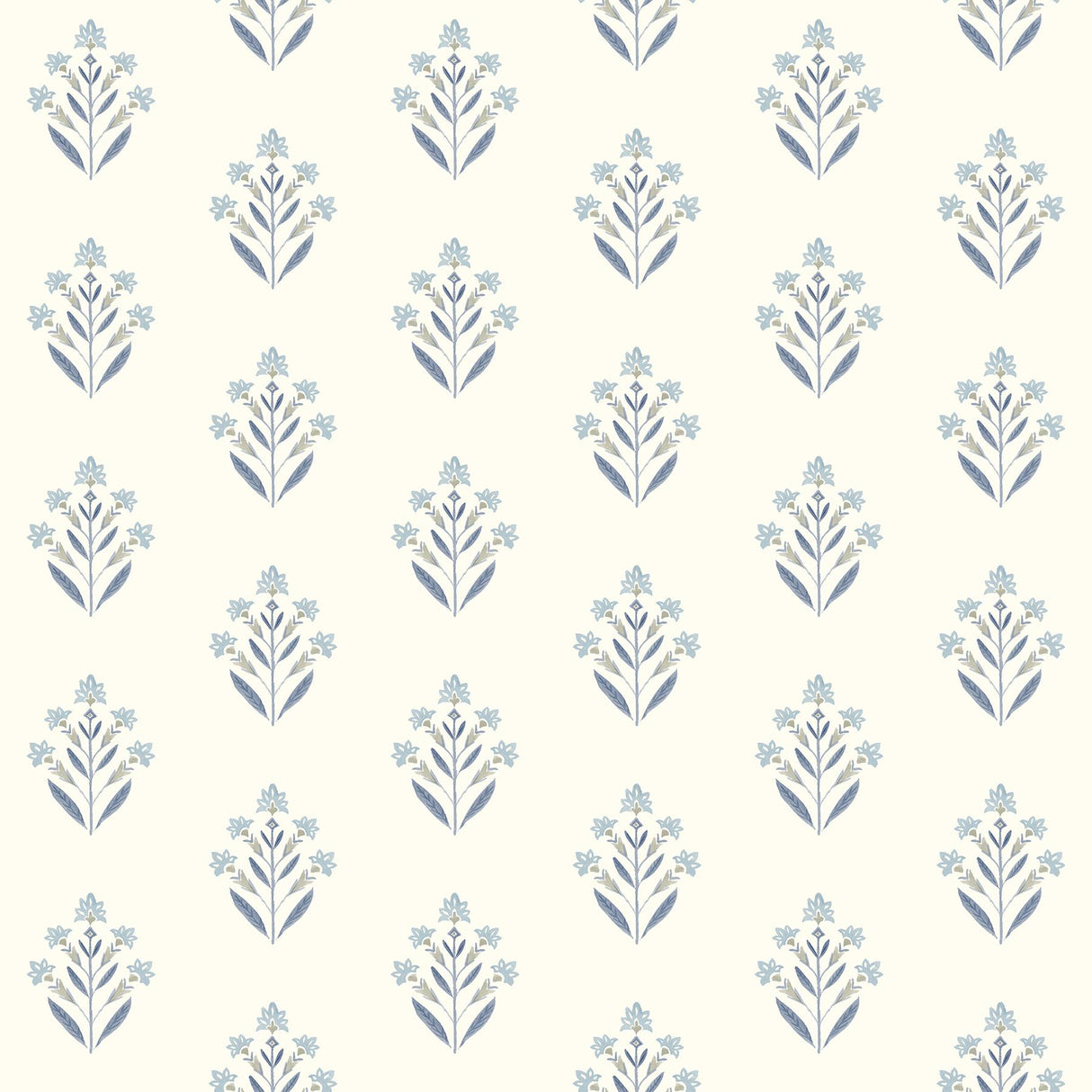 York Kova Blue Floral Crest Wallpaper