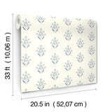 York Kova Blue Floral Crest Wallpaper