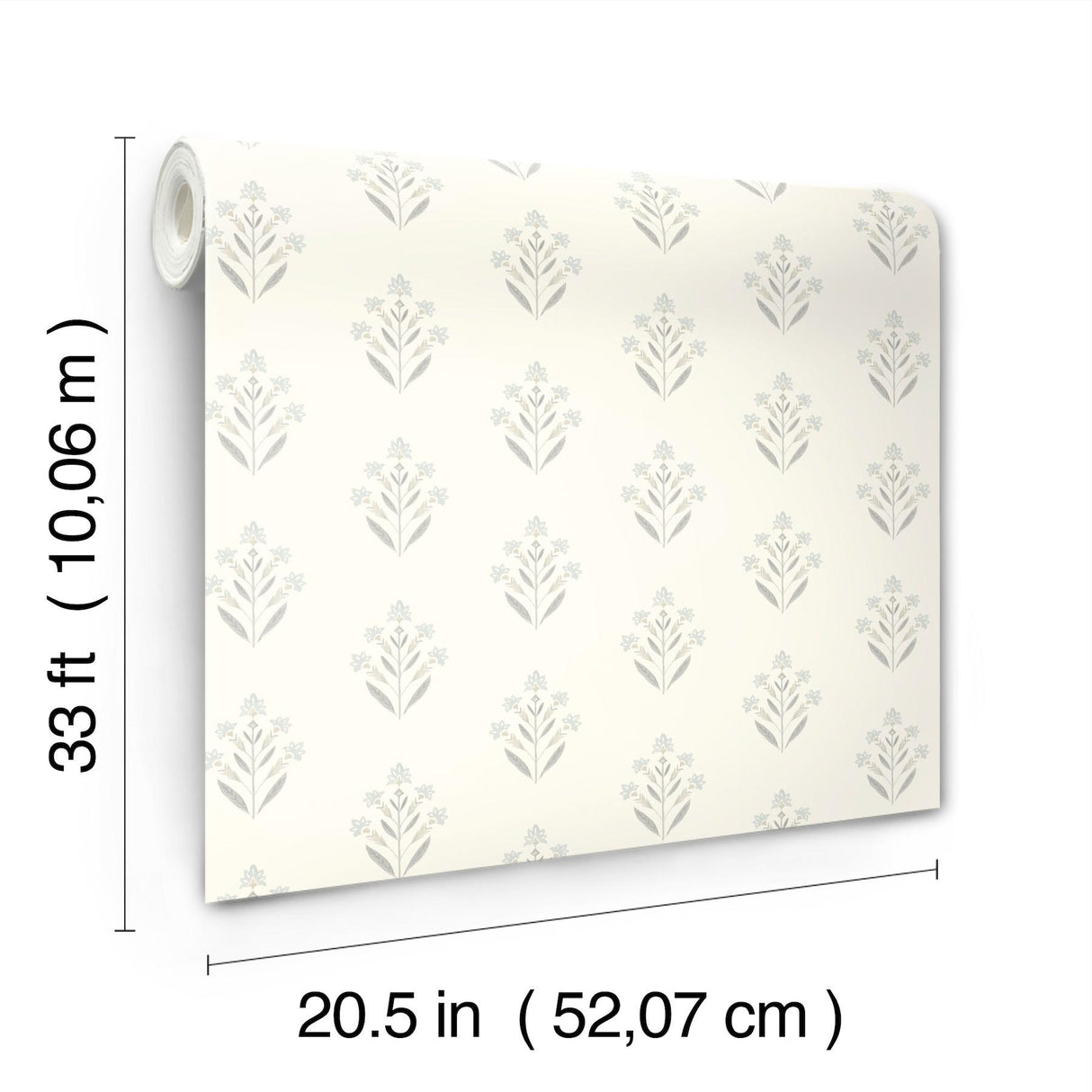 York Kova Light Blue Floral Crest Wallpaper