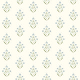York Kova Aquamarine Floral Crest Wallpaper