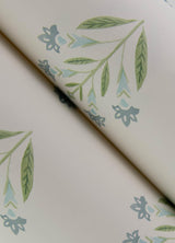York Kova Aquamarine Floral Crest Wallpaper