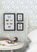 York Tarragon Blue Dainty Meadow Wallpaper