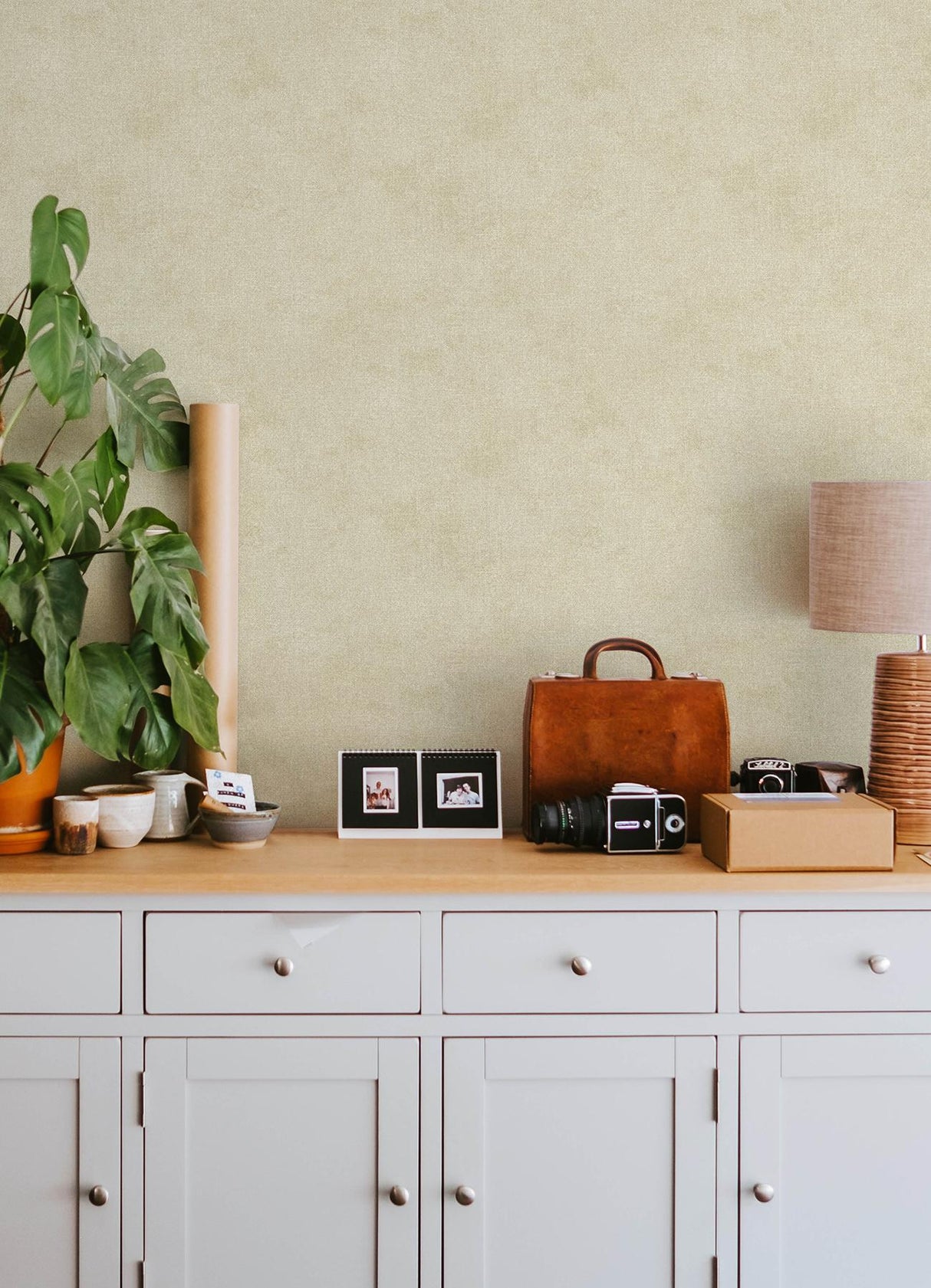 York Homespun Dove Textured Wallpaper