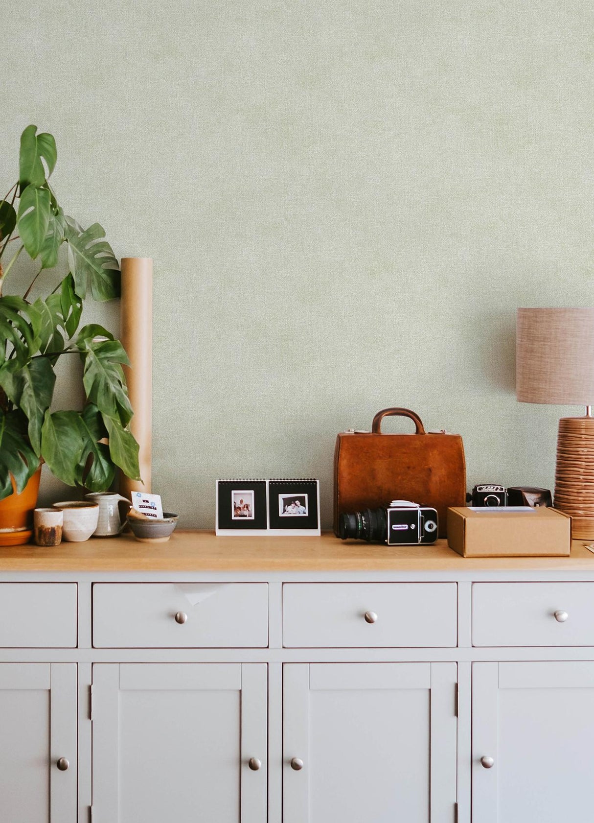 York Homespun Green Textured Wallpaper