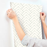 York Oswin Teal Tiered Herringbone Wallpaper