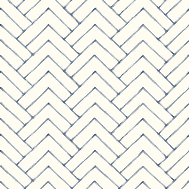 York Oswin Navy Tiered Herringbone Wallpaper