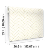 York Oswin Light Yellow Tiered Herringbone Wallpaper