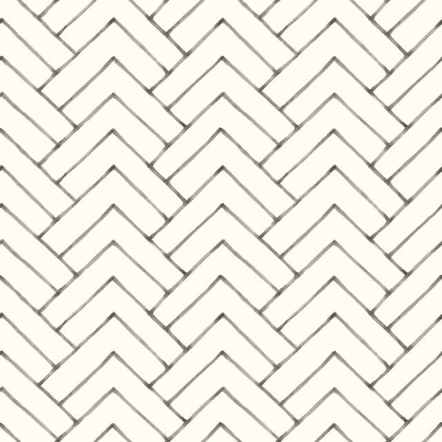 York Oswin Black Tiered Herringbone Wallpaper